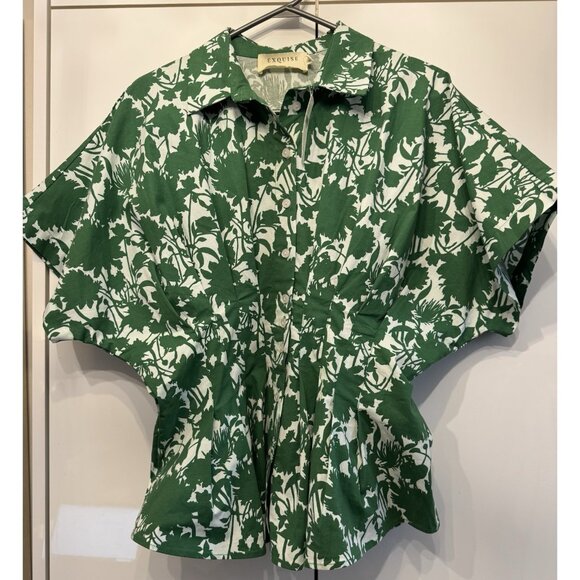 NWT Size S -The Tobie Cotton Short-Sleeve Pleated Blouse Exquise (NWT US$ 138) - Picture 10 of 16